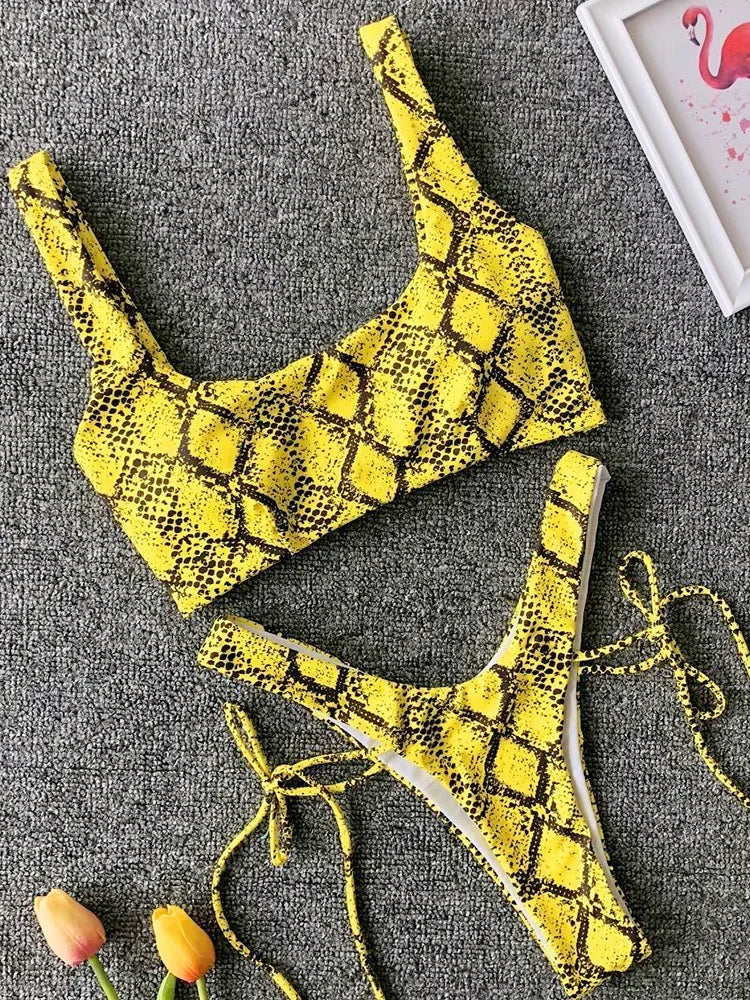 New Neon Green High Leg Cut Bikini