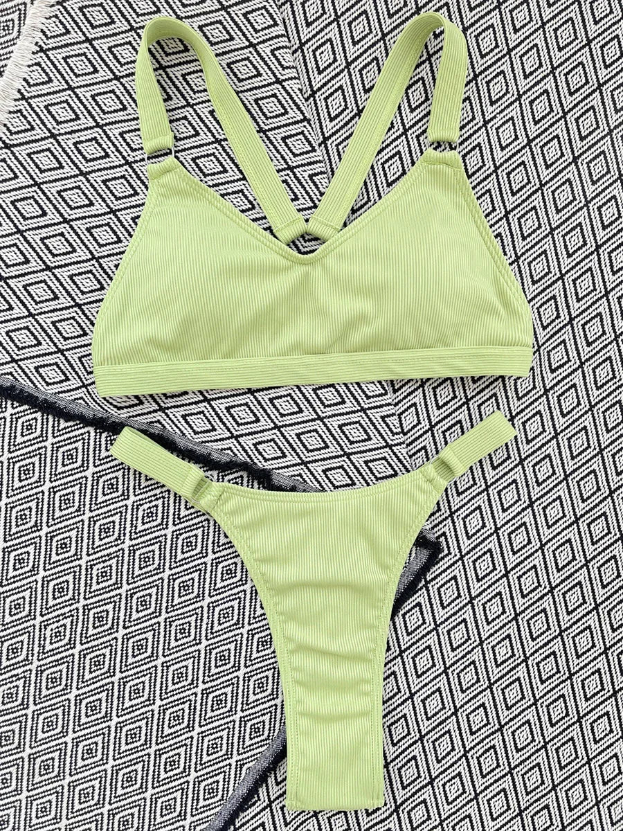 Sexy Ribbed Micro Thong Bikini