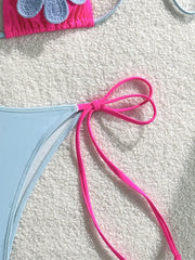 XS - L Splicing Halter 3D Flower Bikini