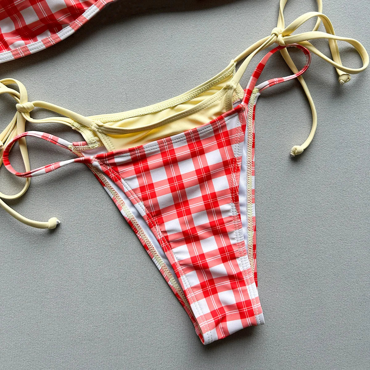 Sexy Brown Polka Dot Print Patchwork Bikini Set
