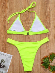 Halter Neon Green Brazilian Thong Bikini