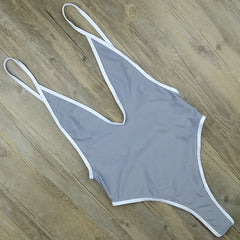 Deep V Neck Thong Swimwear Women One Piece Swimsuit