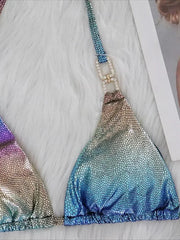 Shiny Halter Rhinestone Diamond Bikini
