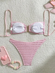 Wrinkled U Ring Bandeau Bikini