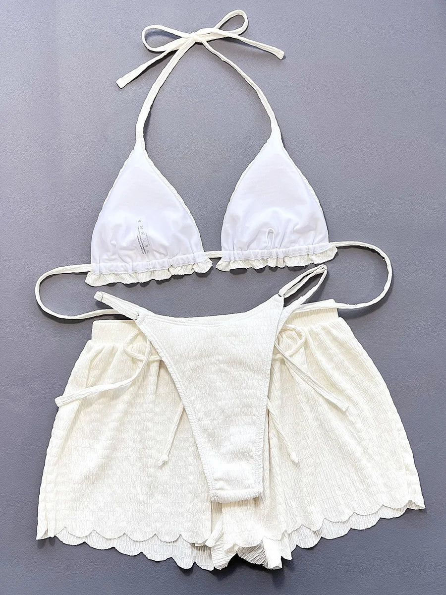 Ruffled Firlled Halter Bikini