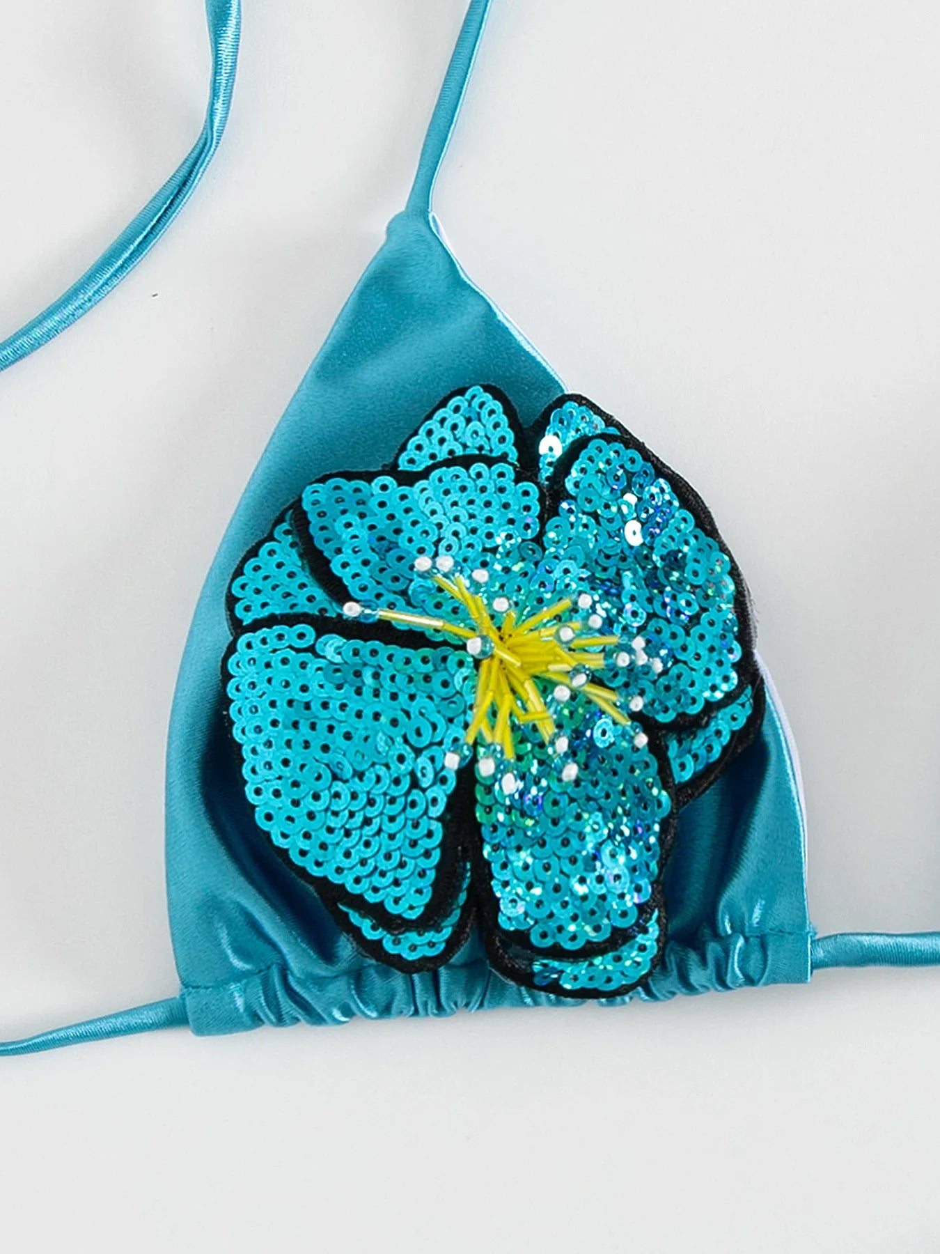 Sexy Blue 3D Flower Bikini Set