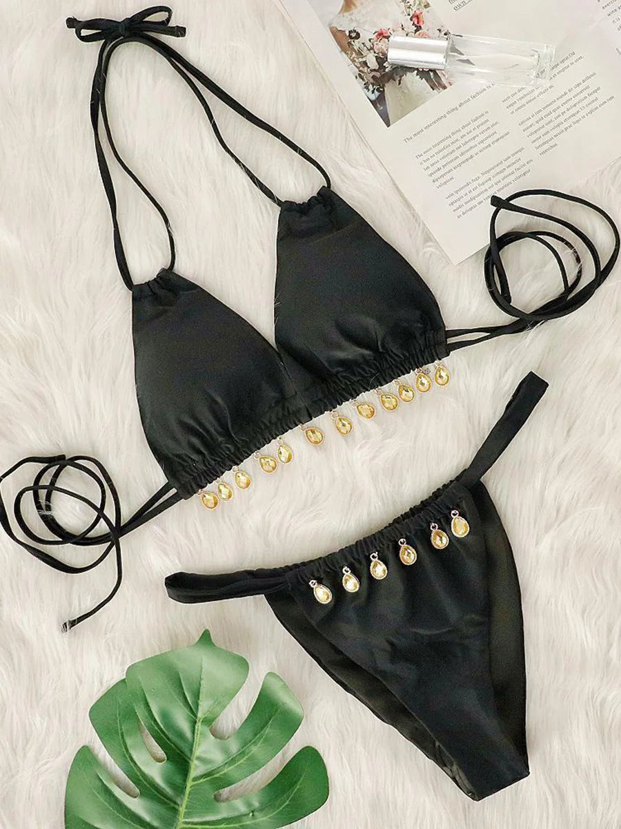 Halter Luxury Rhinestone Diamond Bikini