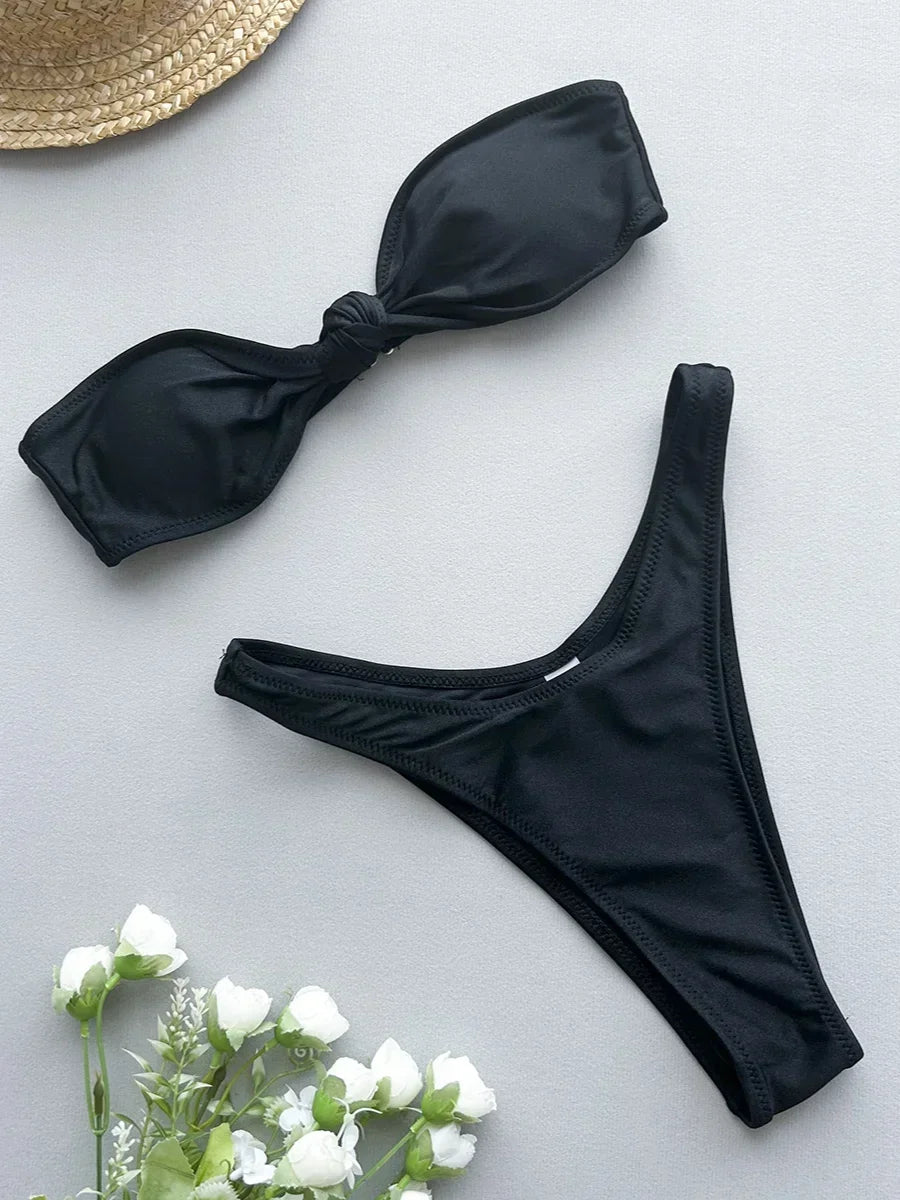 Sexy Front Tie Bow Bikini Set
