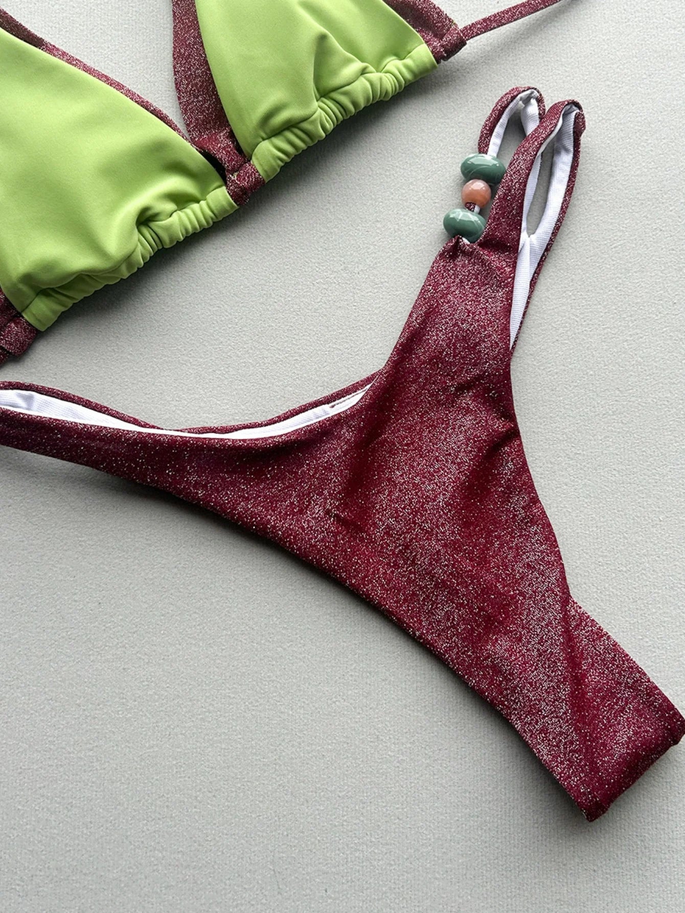 Summer Green Patchwork Bikini Set