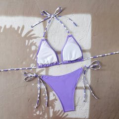 Sexy Purple Contrast Bikini Set