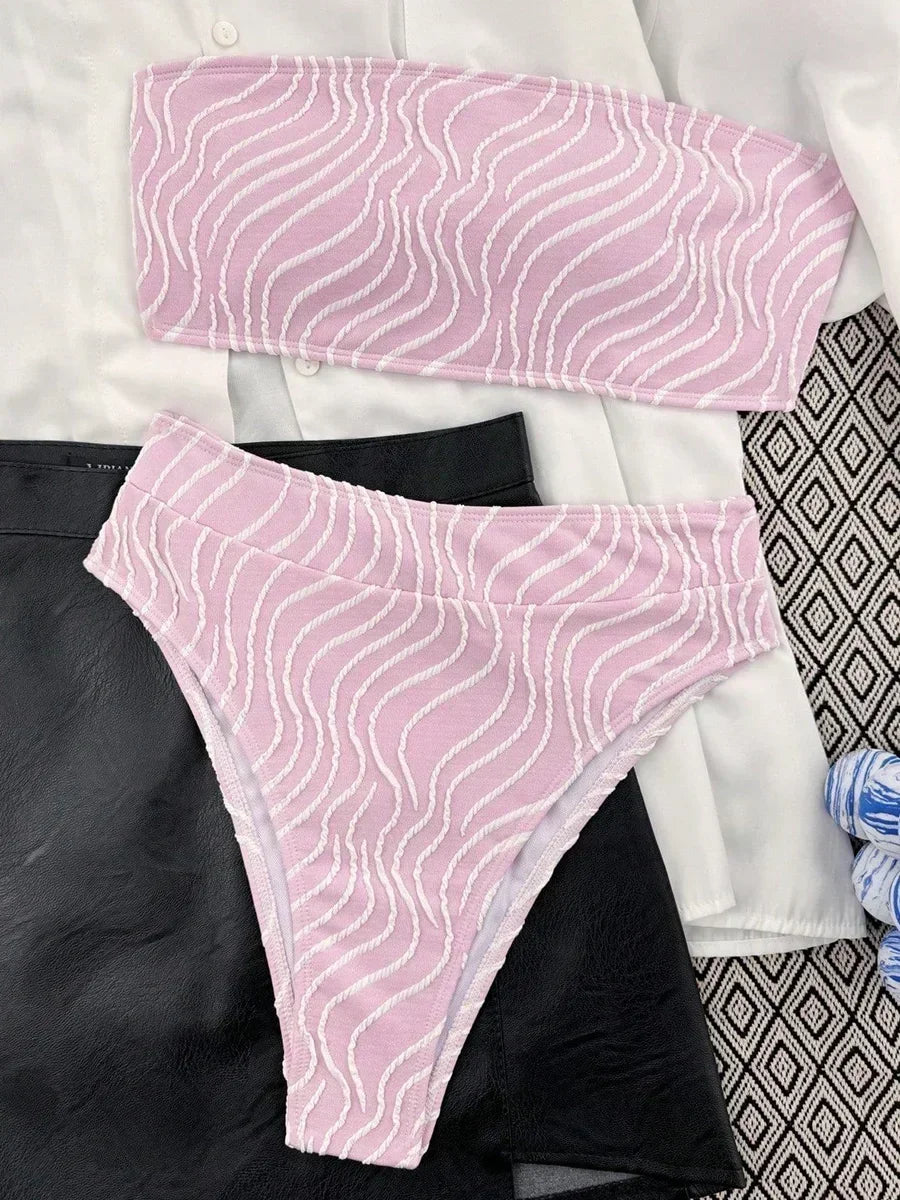 Snake Printed Female Bandeau Swimsuit