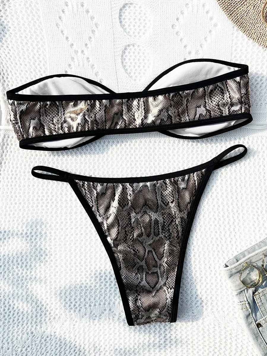 Snake Skin Bandeau Bikini
