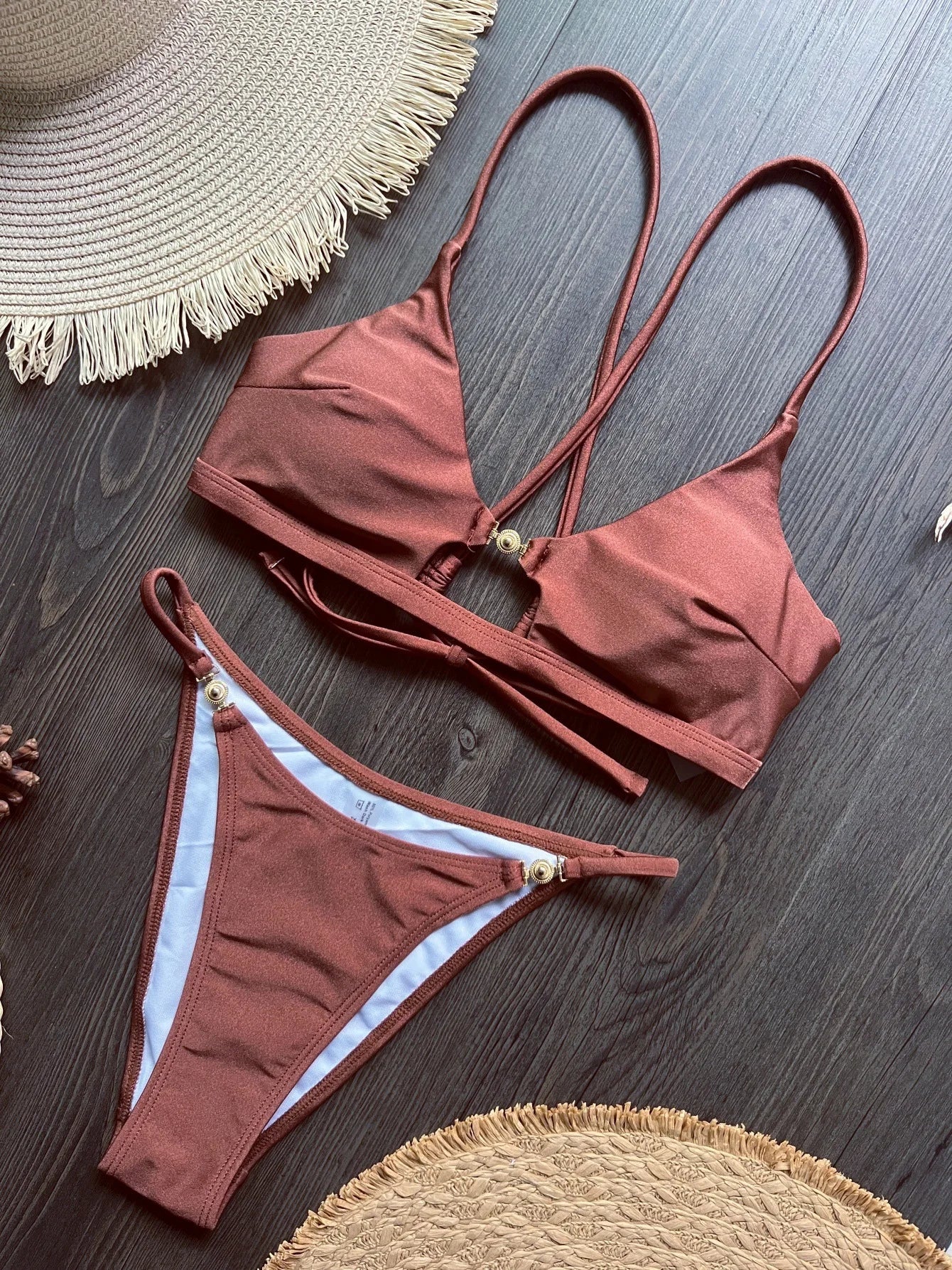 Cross Back Hollow Out Bikini