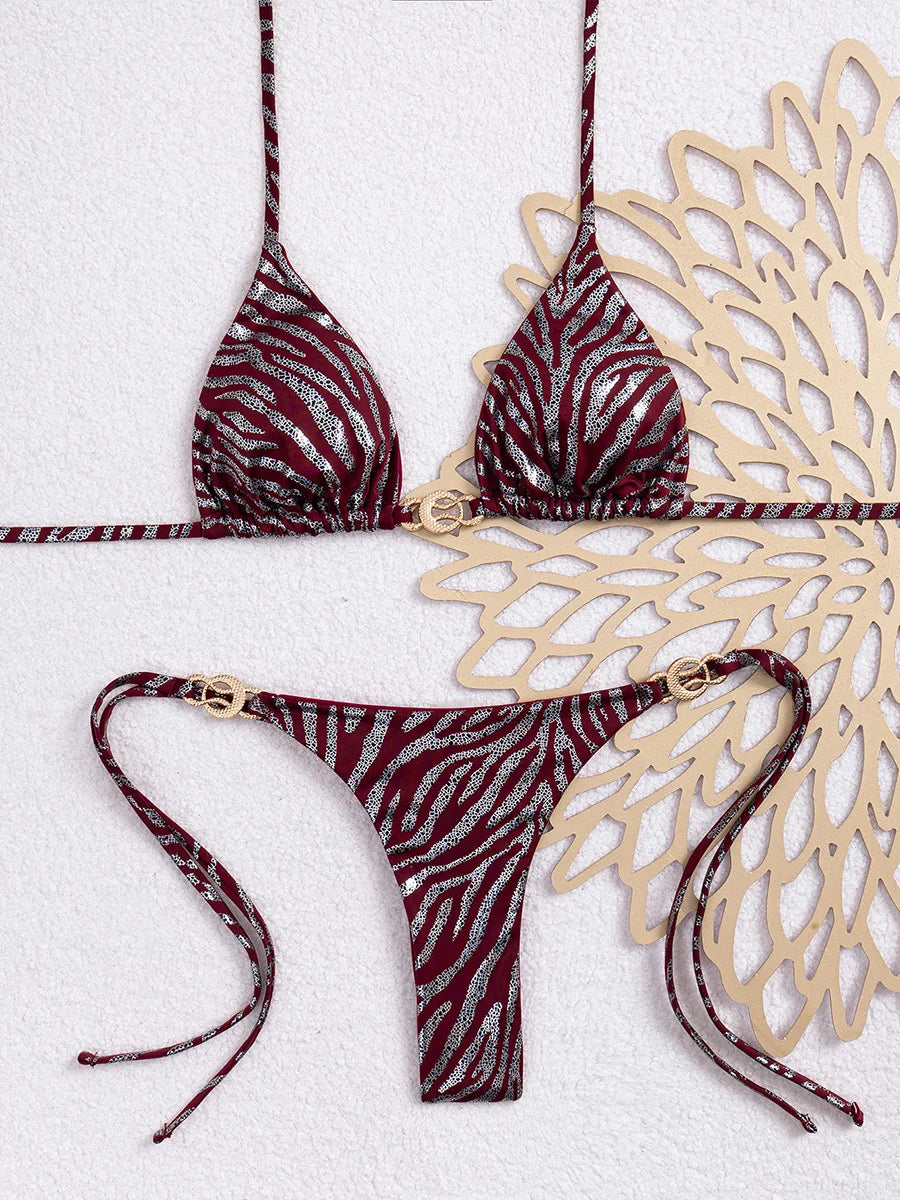 Halter Strappy Micro Thong Bikini