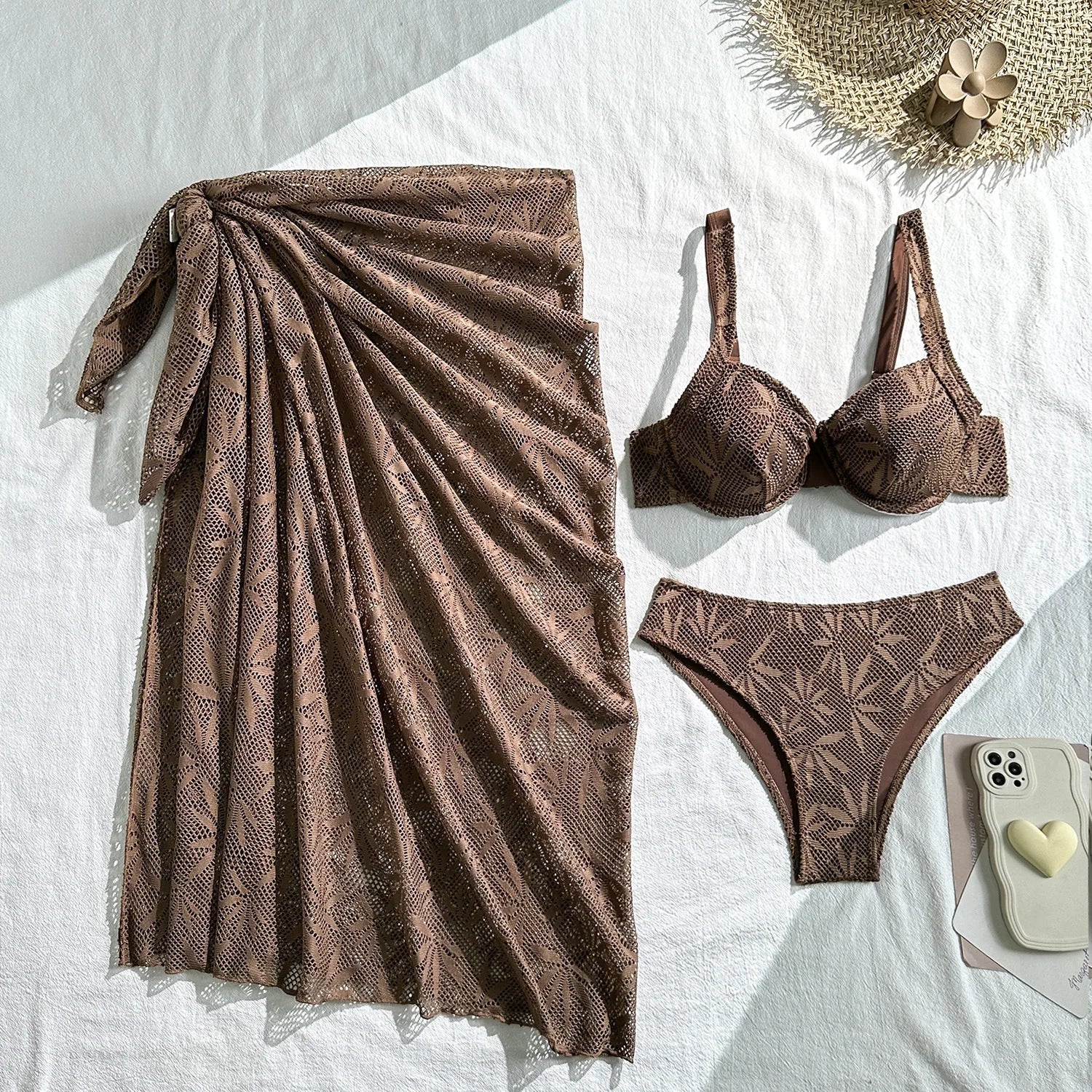 With Mesh Skirt Underwired Bra Cup Bikini