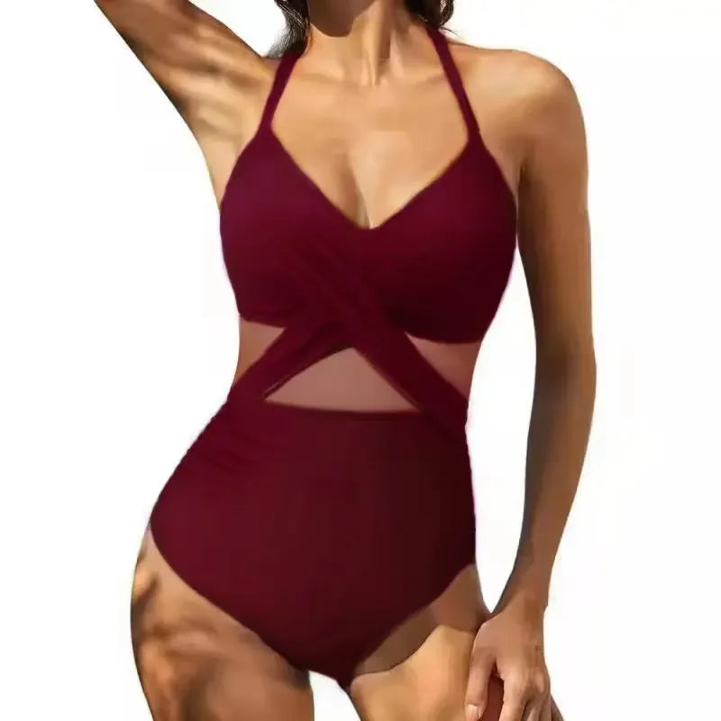 S - XXL Sexy Mesh See Through Women Swimwear One Piece Swimsuit