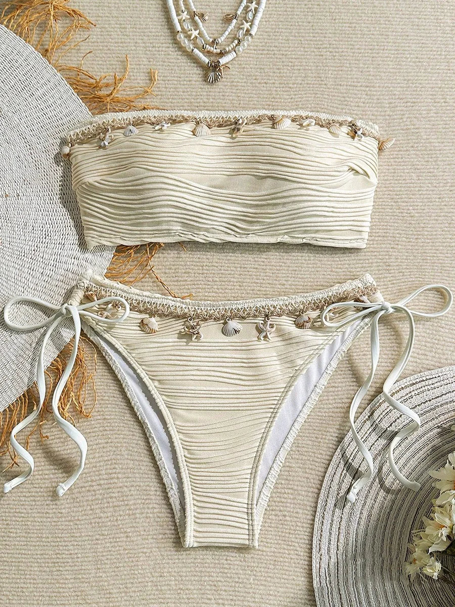 XS - XL Bandeau Wrinkled High Cut Bikini