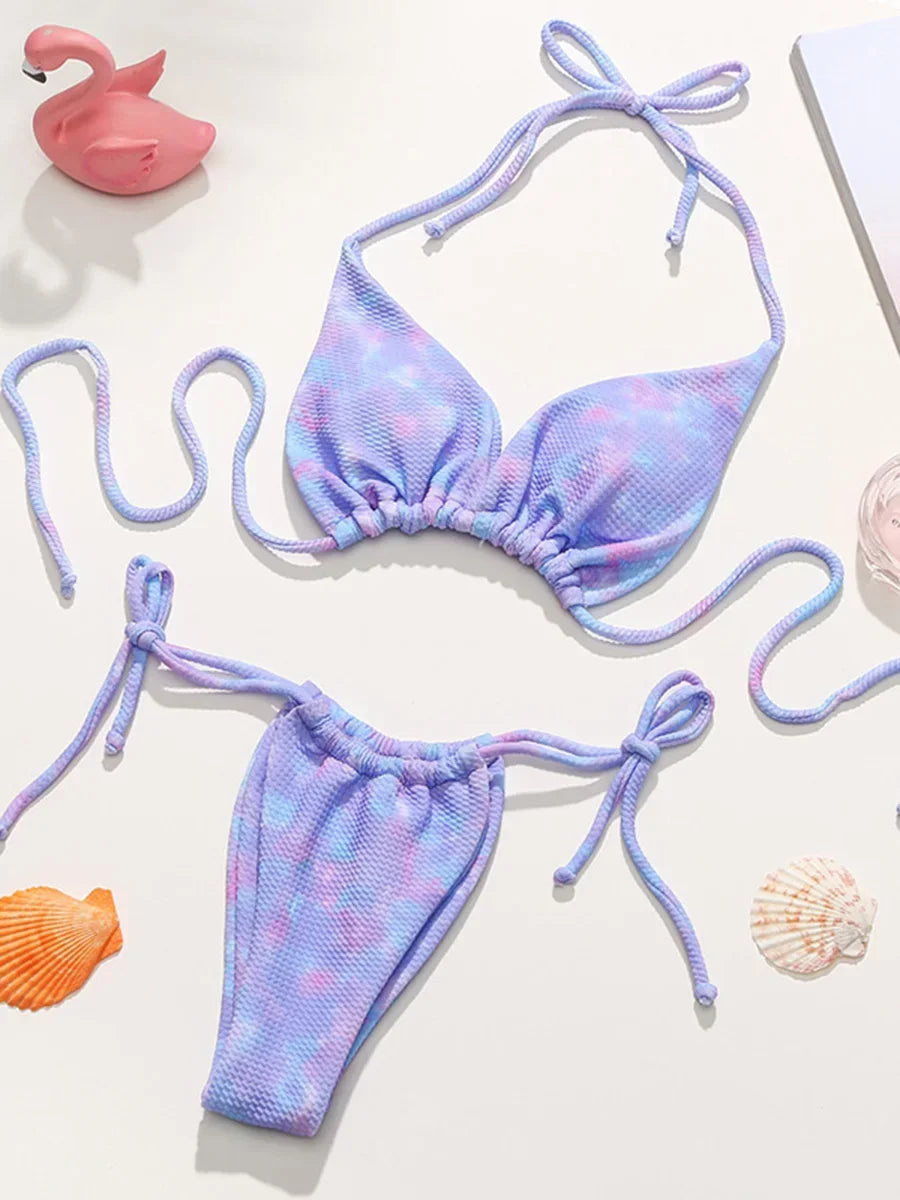 Sexy Halter Ribbed Bikini