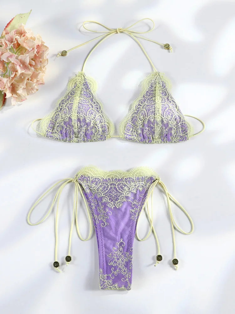 Sexy Hollow Lace Bikini