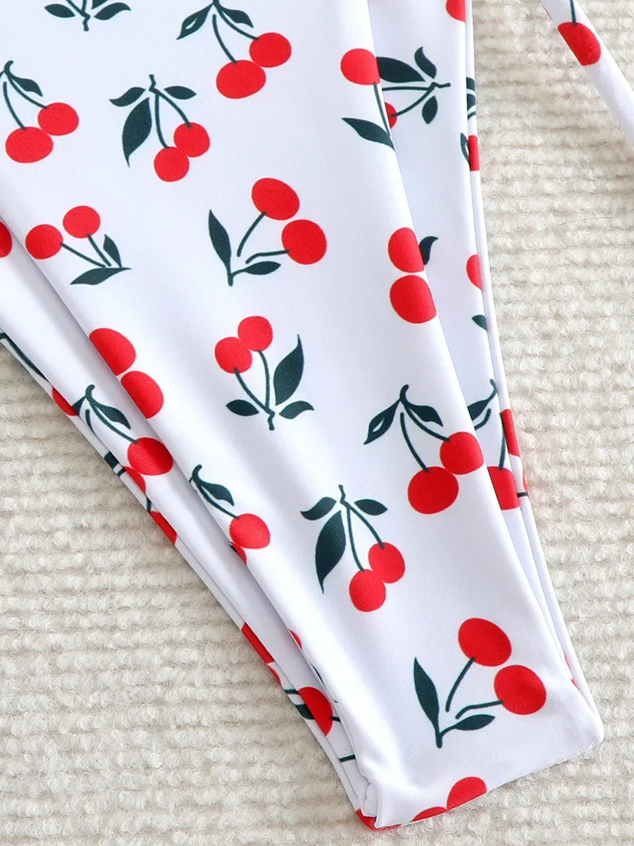 XS - L Cherry Print Halter Strappy Bikini