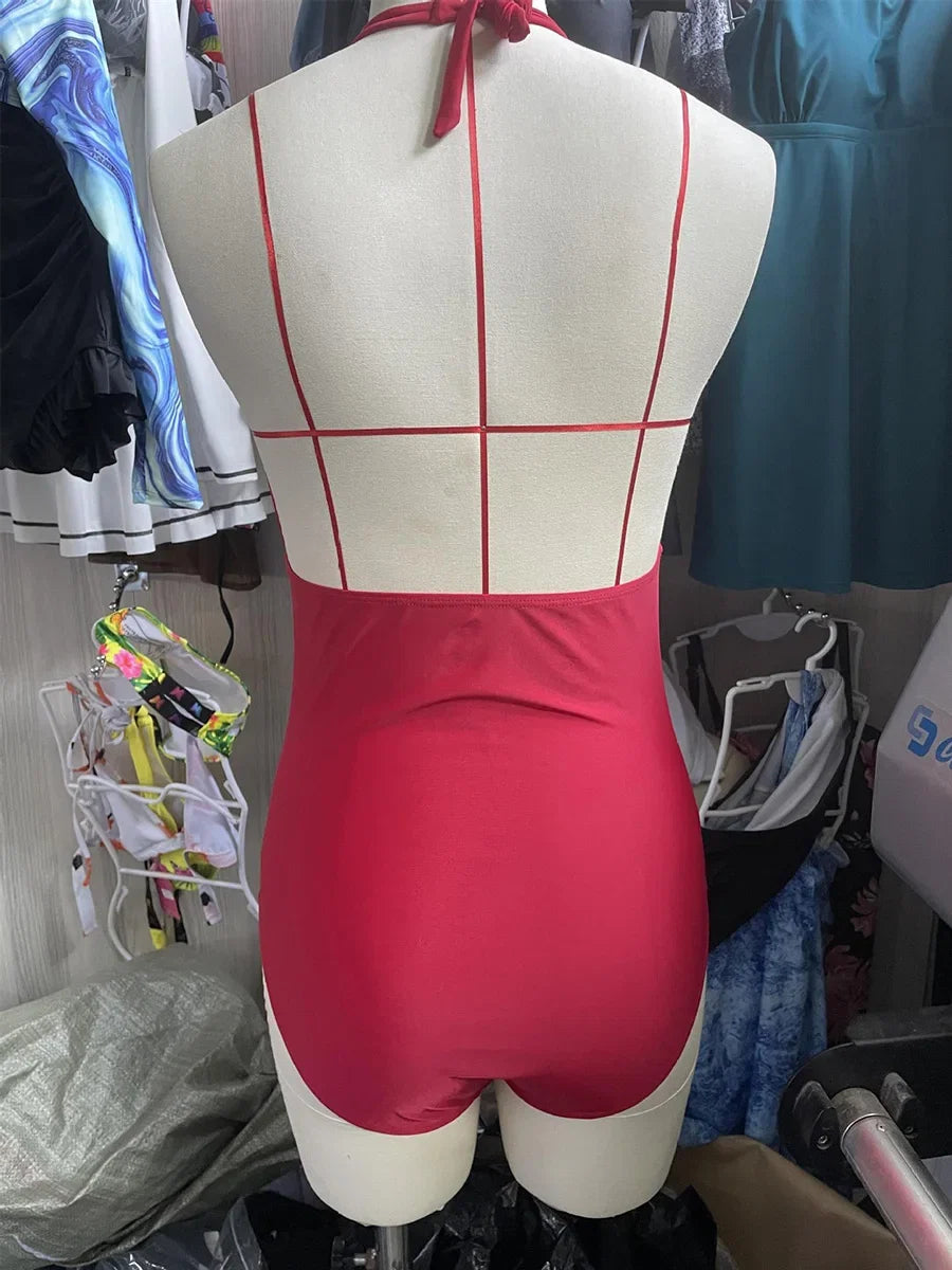Ruched Wrinkled One Piece Swimsuit