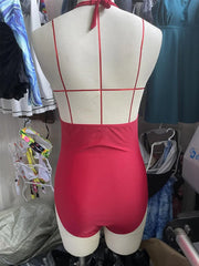 Ruched Wrinkled One Piece Swimsuit
