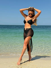 Sexy White Black Skirt 3 Piece Bikini Set