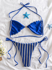 Sexy Blue Striped Micro Bikini