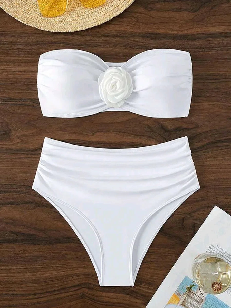 XS - XL 3D Flower Bandeau Bikini