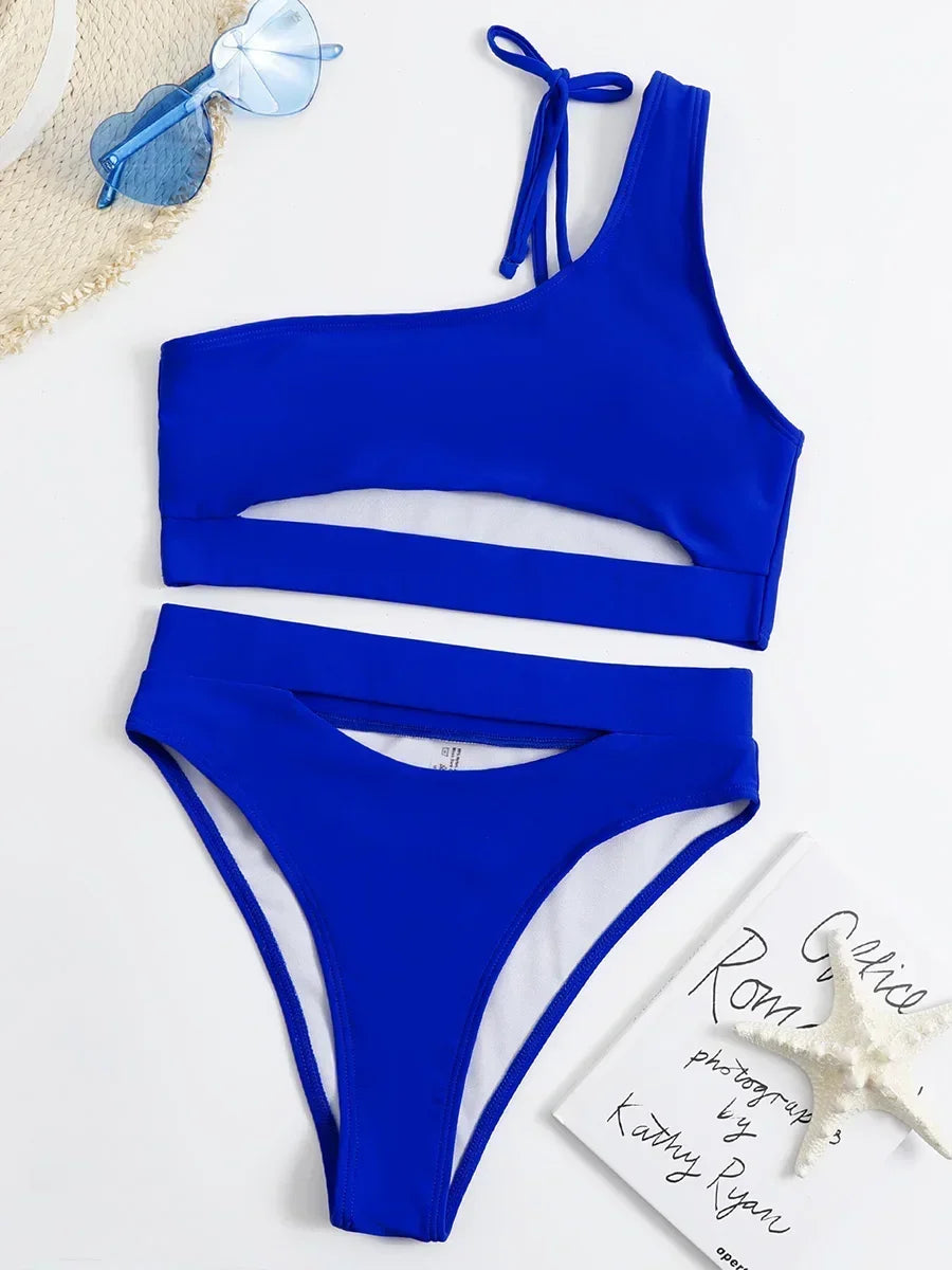 Asymmetric One Shoulder High Waist Bikini