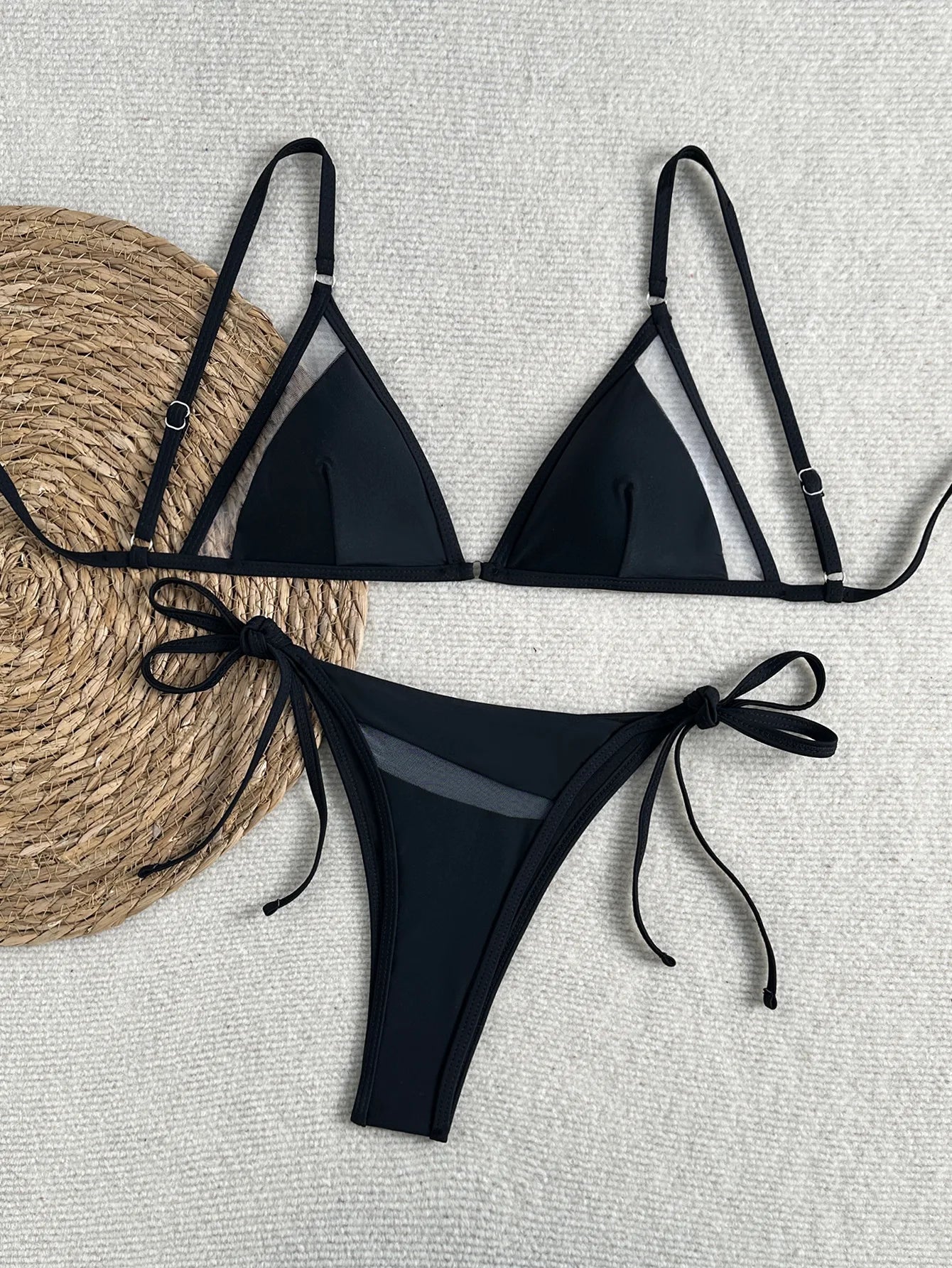 Sexy Black Thong Bikini Set