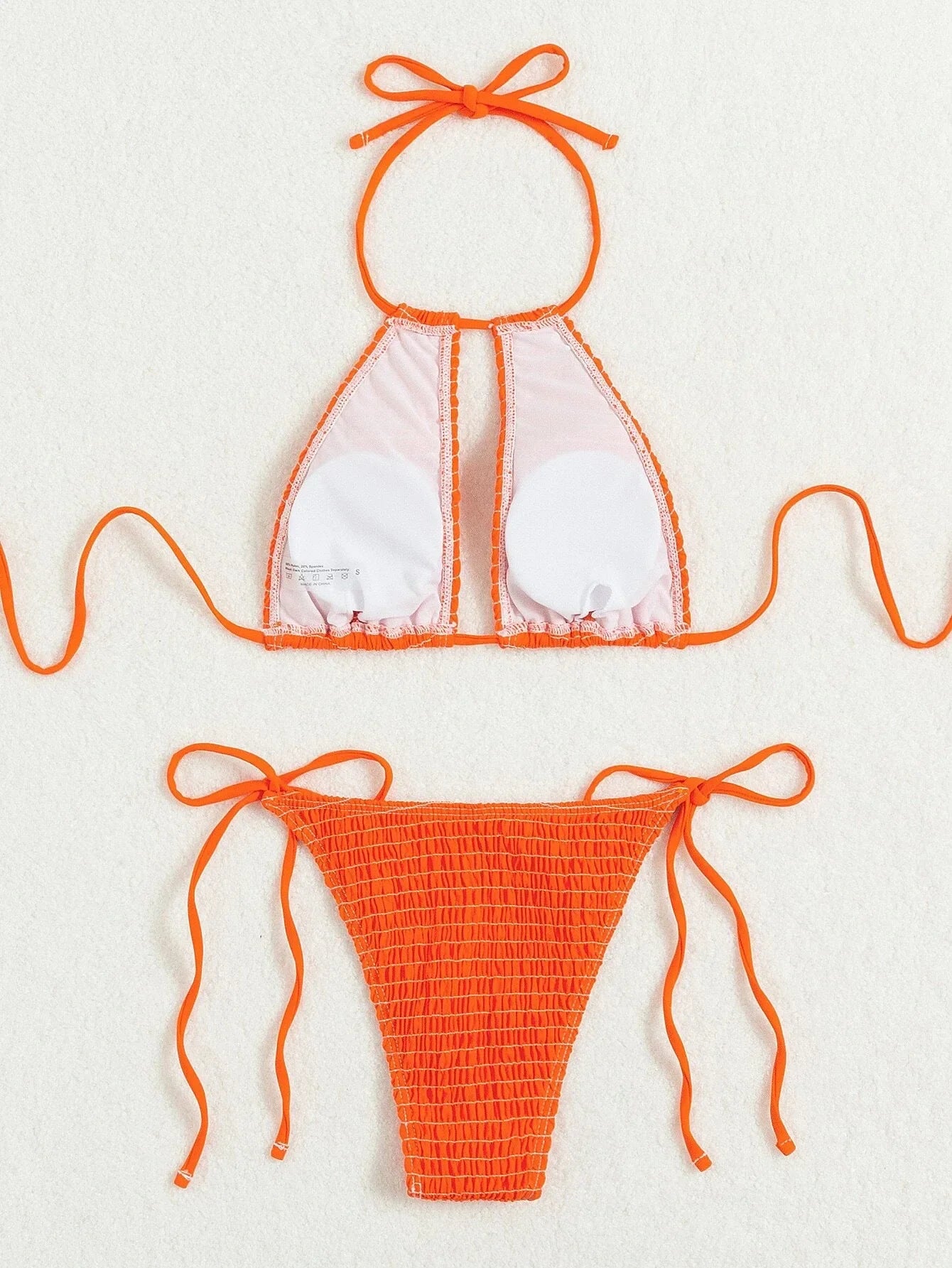 Orange Halter Neck Push Up Micro Swimsuit