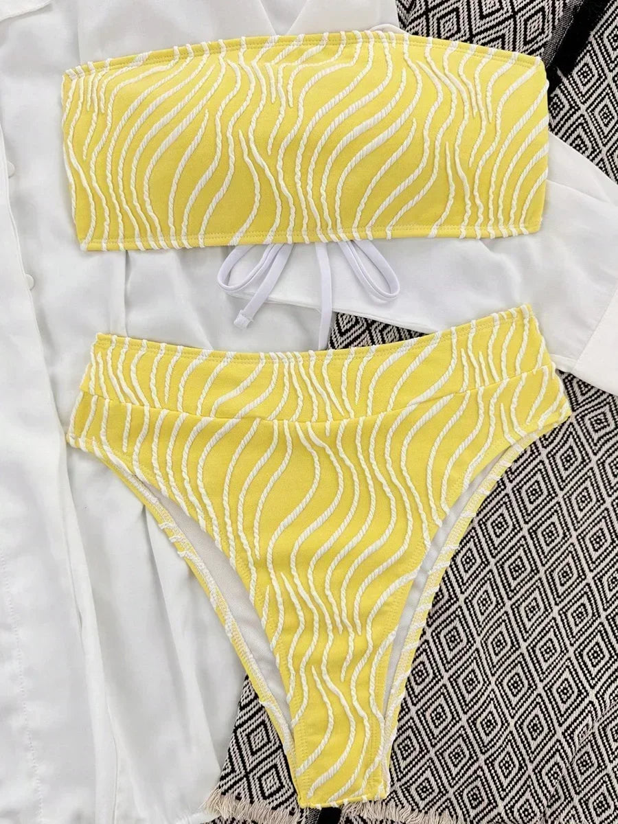 Snake Printed Female Bandeau Swimsuit