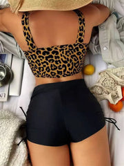Vintage Black Leopard Print Bikini Set