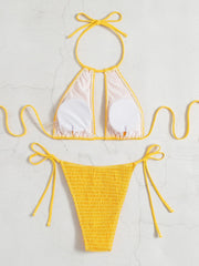Orange Halter Neck Push Up Micro Swimsuit