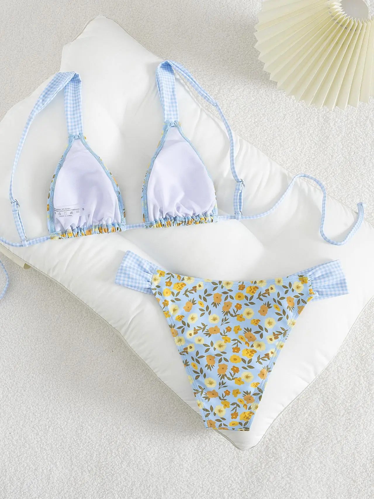 Sexy Blue Floral Print Micro Bikini