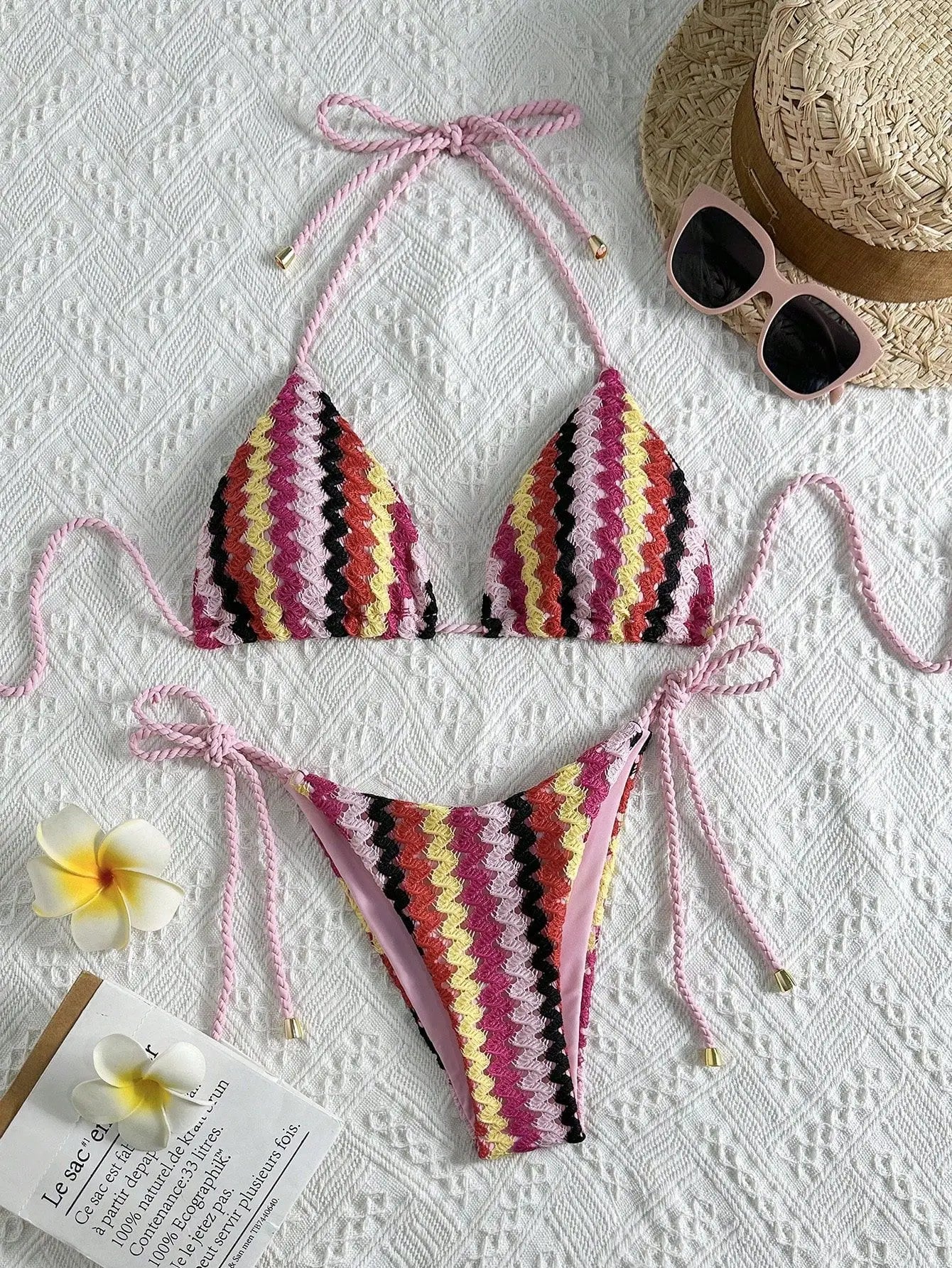 XS - L Mesh Knitted Rope Halter Brazilian Bikini