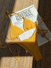 Solid Red Halter Push Up Bra Tie Side Triangle Swimsuit