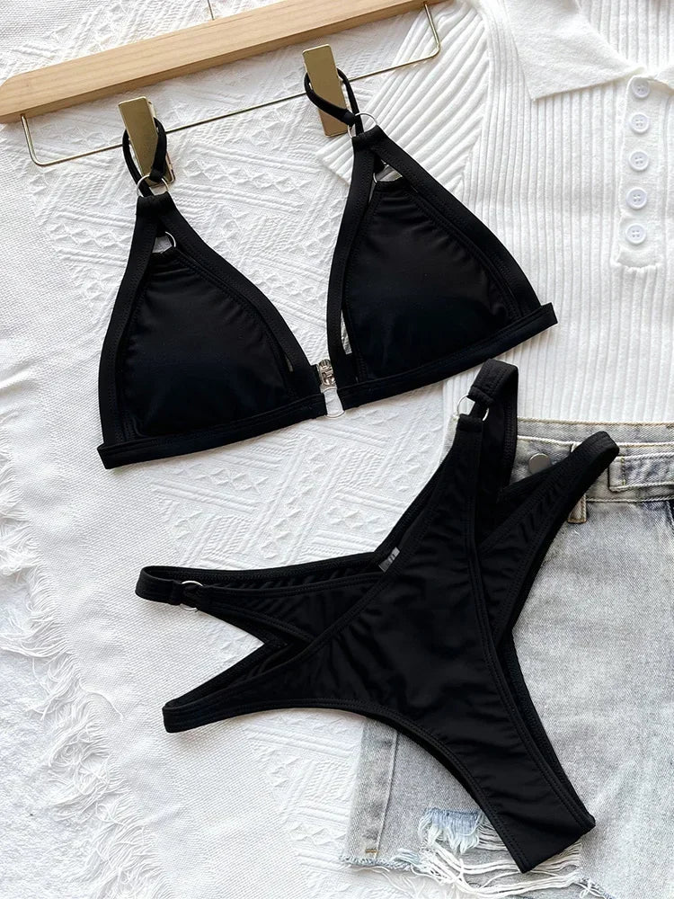 Sexy Cut Out Strappy High Cut Bikini
