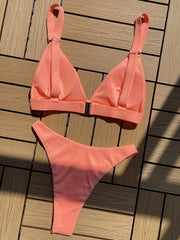 Ribbed Triangle High Cut Bikini