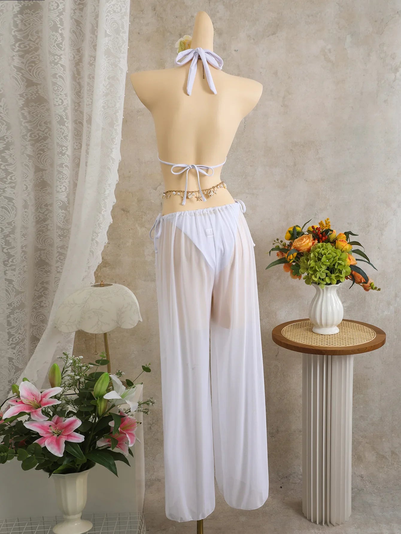 Sexy Holiday Long Pants 3 Piece Bikini Set