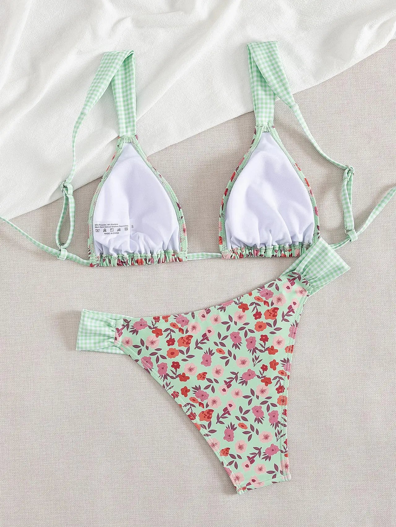Sexy Blue Floral Print Micro Bikini