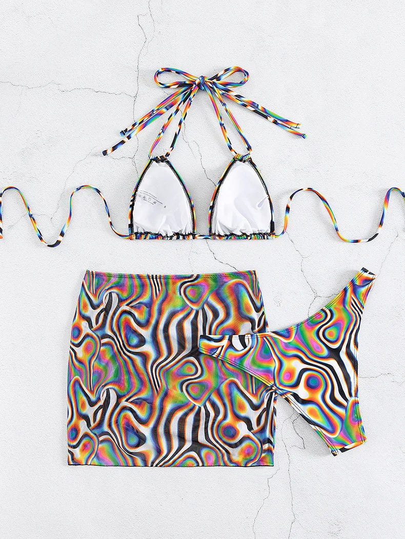 Sexy Black Striped Bikini Set