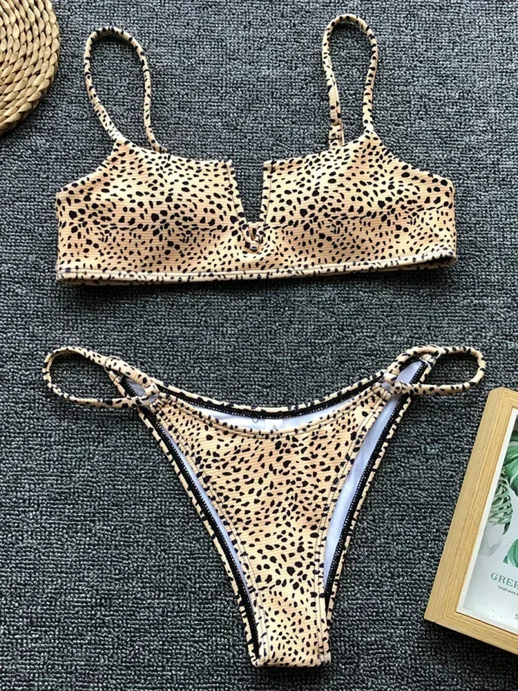 Ribbed Polka Dot Bikini