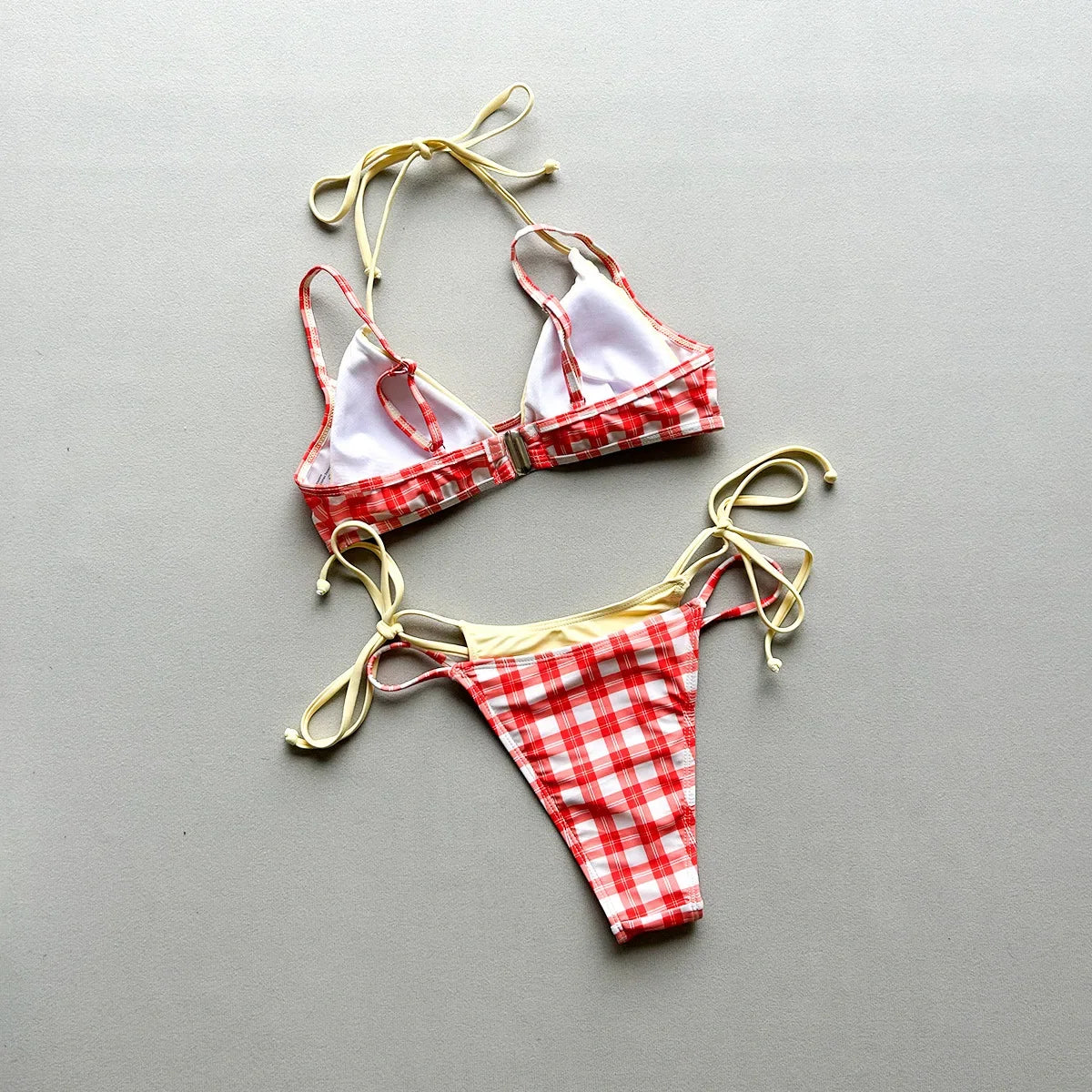 Sexy Brown Polka Dot Print Patchwork Bikini Set