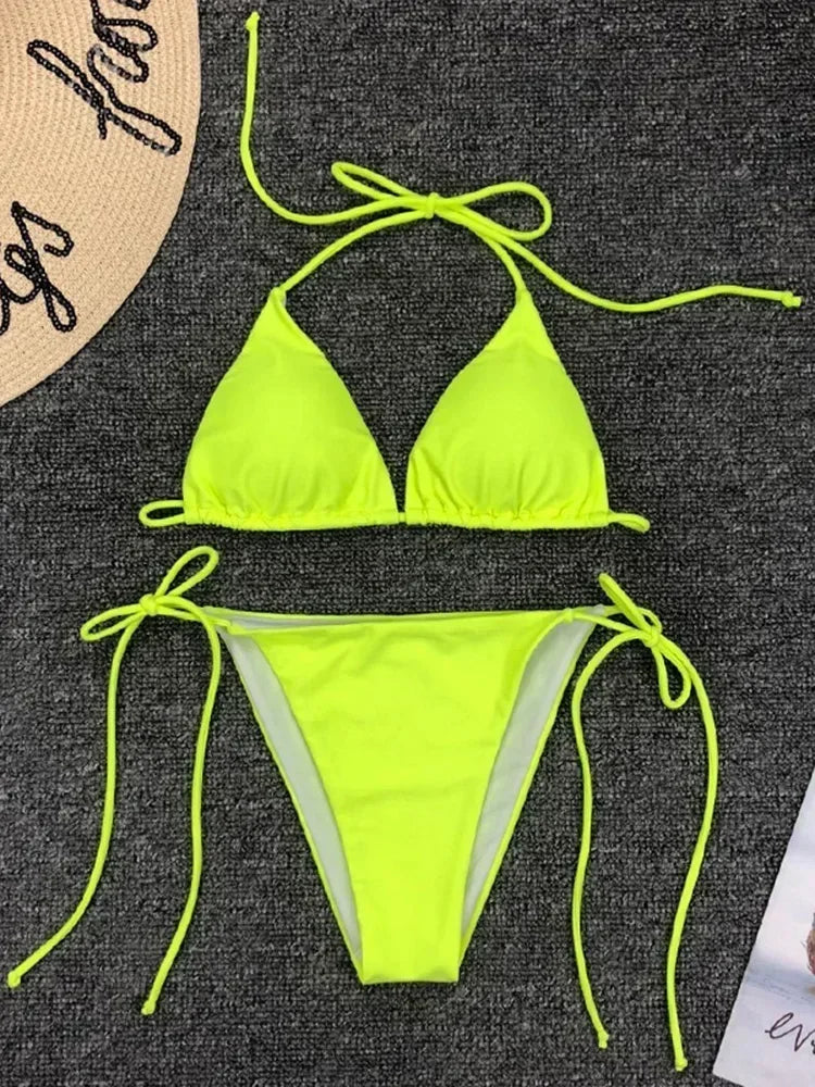 Neon Yellow Extreme Mini Micro Thong Bikini