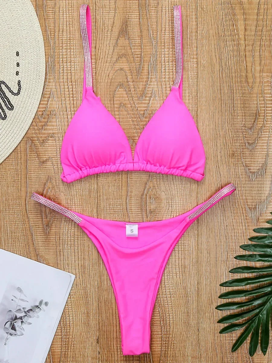 Sexy Shiny Sequins Mini Micro Thong Bikini