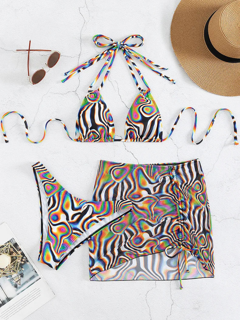 Sexy Black Striped Bikini Set
