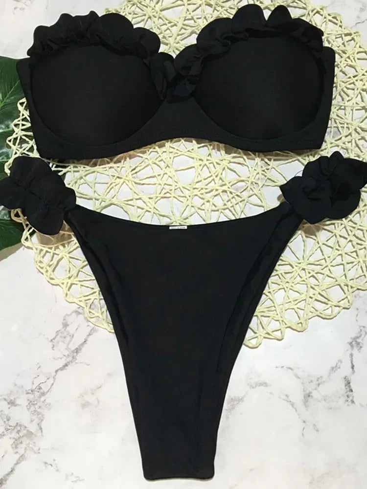 Ruffled Bra Cup Bikini