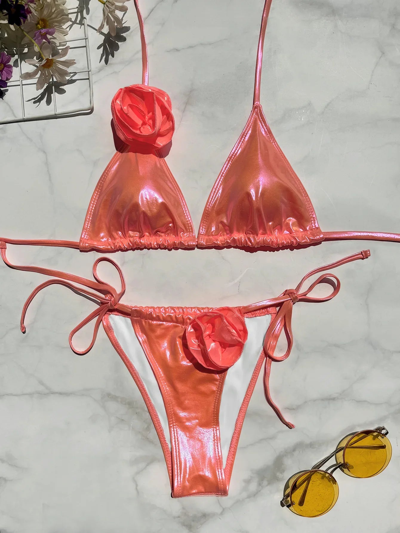Sexy 3D Flower Micro Bikini